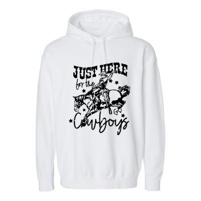 Retro Just Here For The Cow Western Country Cow Gift Garment-Dyed Fleece Hoodie