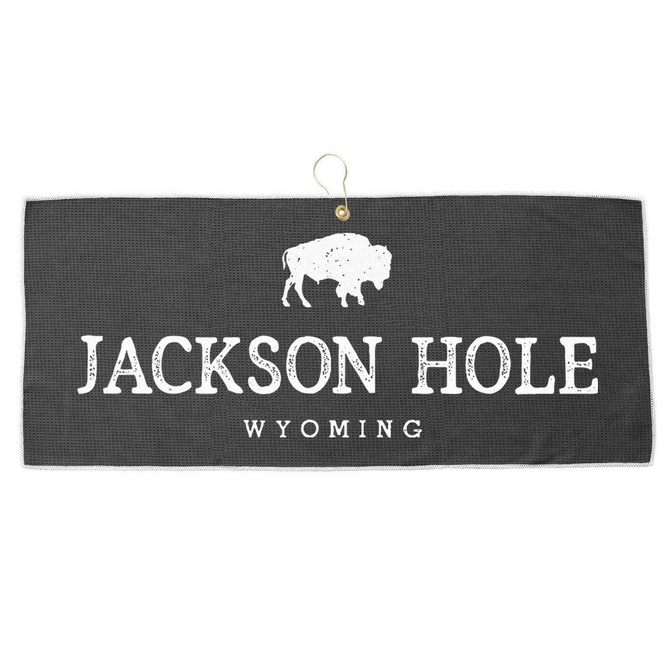 Retro Jackson Hole Wyoming Bison Buffalo Vintage Large Microfiber Waffle Golf Towel