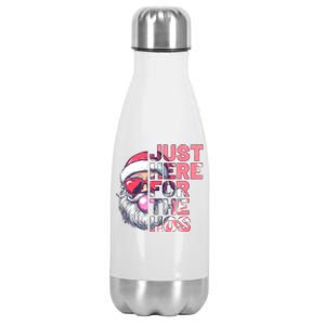 Retro Just Here For The Hos Santa Christmas Blowing Bubble Gift Stainless Steel Insulated Water Bottle