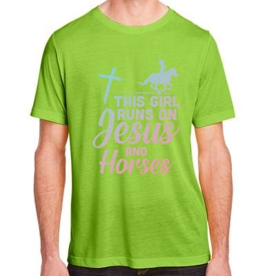 Runs Jesus Horses Christian Horseback Equestrian Gift Adult ChromaSoft Performance T-Shirt