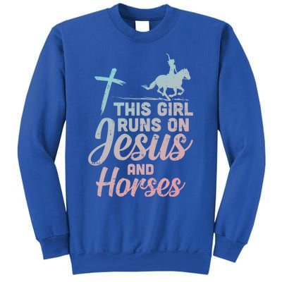 Runs Jesus Horses Christian Horseback Equestrian Gift Sweatshirt