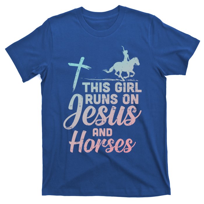 Runs Jesus Horses Christian Horseback Equestrian Gift T-Shirt