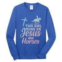 Runs Jesus Horses Christian Horseback Equestrian Gift Tall Long Sleeve T-Shirt