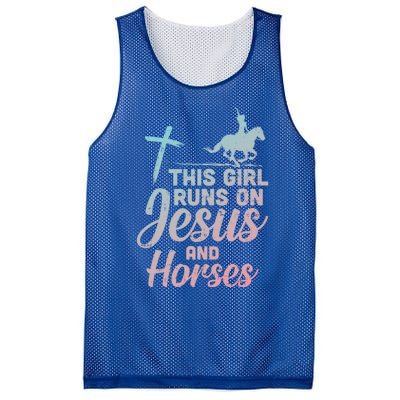 Runs Jesus Horses Christian Horseback Equestrian Gift Mesh Reversible Basketball Jersey Tank