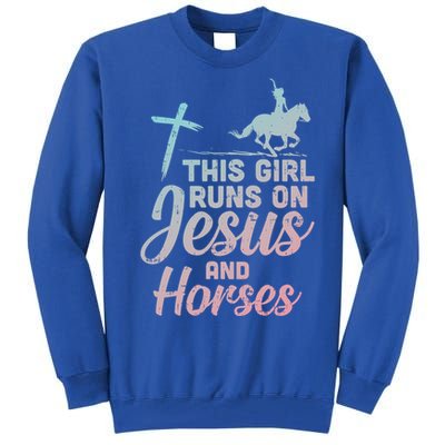 Runs Jesus Horses Christian Horseback Equestrian Gift Tall Sweatshirt