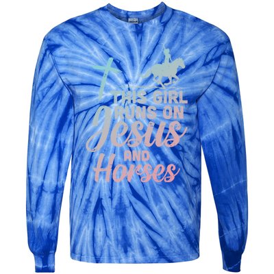 Runs Jesus Horses Christian Horseback Equestrian Gift Tie-Dye Long Sleeve Shirt