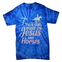 Runs Jesus Horses Christian Horseback Equestrian Gift Tie-Dye T-Shirt