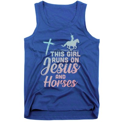 Runs Jesus Horses Christian Horseback Equestrian Gift Tank Top