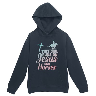 Runs Jesus Horses Christian Horseback Equestrian Gift Urban Pullover Hoodie