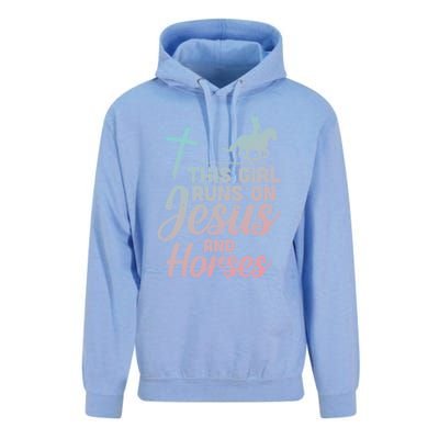 Runs Jesus Horses Christian Horseback Equestrian Gift Unisex Surf Hoodie