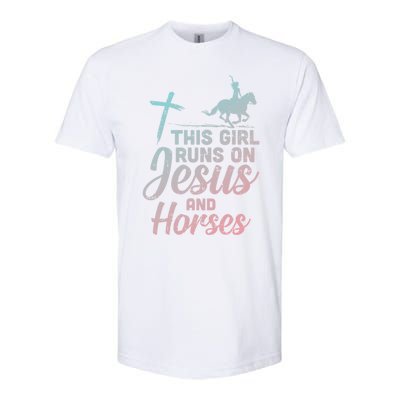 Runs Jesus Horses Christian Horseback Equestrian Gift Softstyle CVC T-Shirt