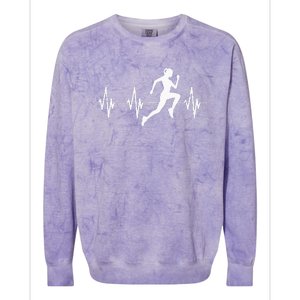 Runner Jogger Heartbeat Heart Line Running Gift Colorblast Crewneck Sweatshirt