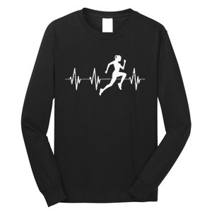 Runner Jogger Heartbeat Heart Line Running Gift Long Sleeve Shirt