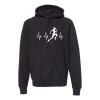 Runner Jogger Heartbeat Heart Line Running Gift Premium Hoodie