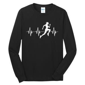 Runner Jogger Heartbeat Heart Line Running Gift Tall Long Sleeve T-Shirt