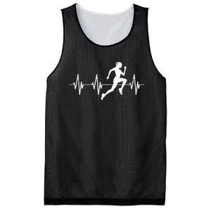 Runner Jogger Heartbeat Heart Line Running Gift Mesh Reversible Basketball Jersey Tank