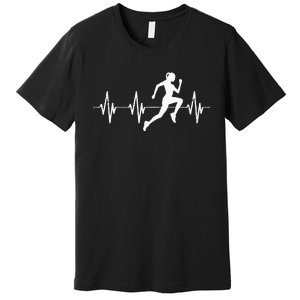 Runner Jogger Heartbeat Heart Line Running Gift Premium T-Shirt