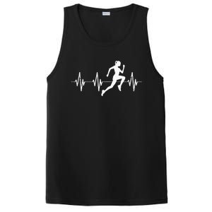 Runner Jogger Heartbeat Heart Line Running Gift PosiCharge Competitor Tank