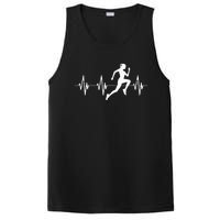 Runner Jogger Heartbeat Heart Line Running Gift PosiCharge Competitor Tank