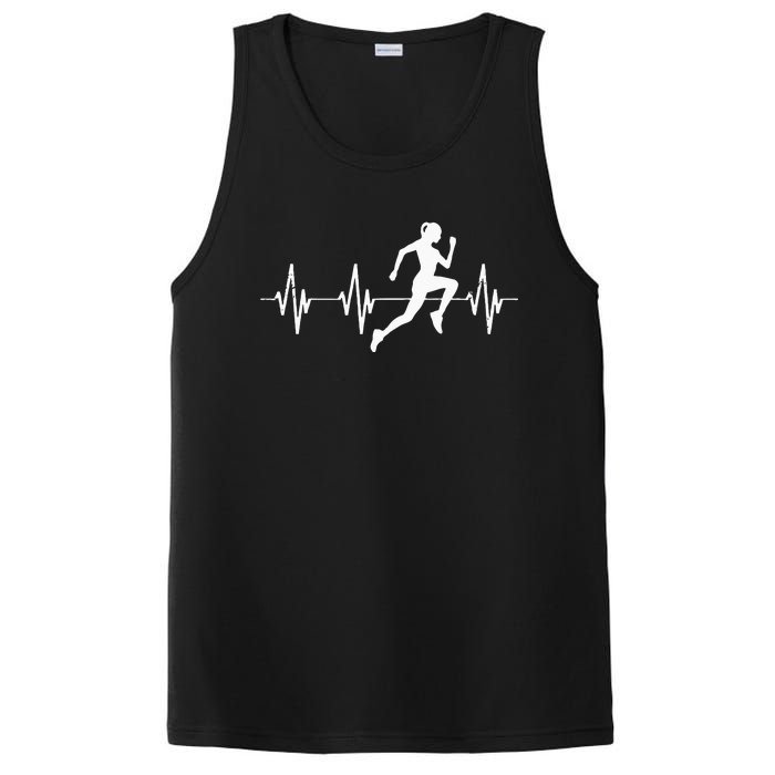 Runner Jogger Heartbeat Heart Line Running Gift PosiCharge Competitor Tank