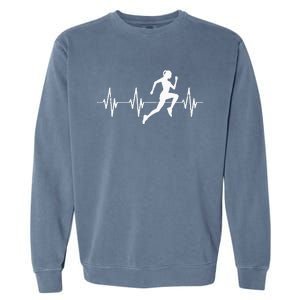 Runner Jogger Heartbeat Heart Line Running Gift Garment-Dyed Sweatshirt