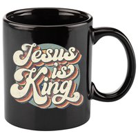 Retro Jesus Is King Christian Bible Religious 11oz C Handle Ceramic Mug