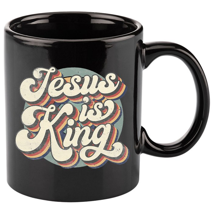 Retro Jesus Is King Christian Bible Religious 11oz C Handle Ceramic Mug