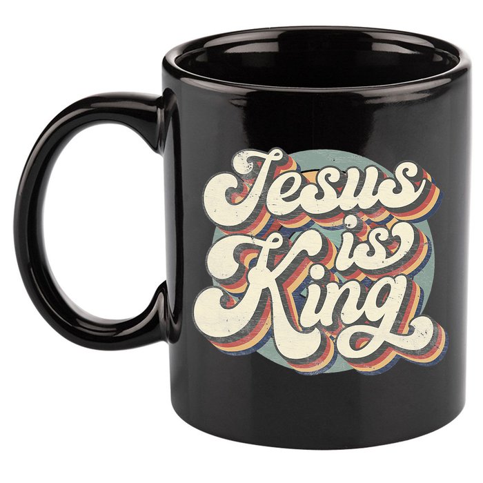 Retro Jesus Is King Christian Bible Religious 11oz C Handle Ceramic Mug