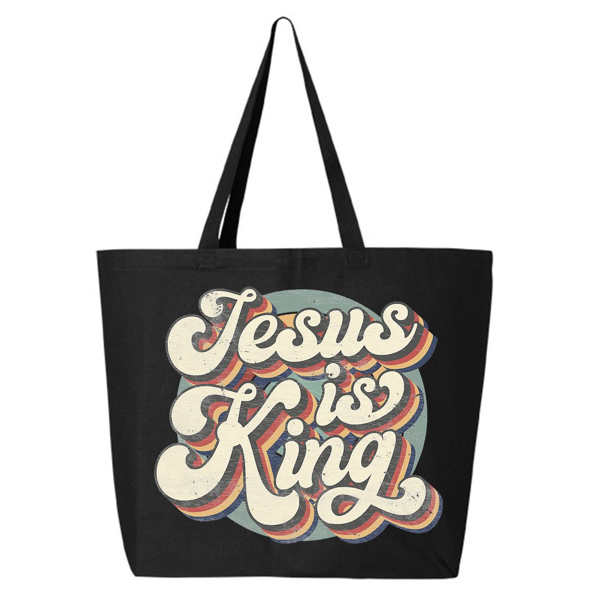 Retro Jesus Is King Christian Bible Religious 25L Jumbo Tote