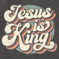 Retro Jesus Is King Christian Bible Religious Vector Backpack
