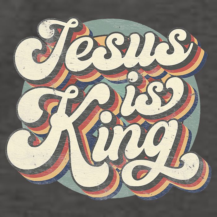 Retro Jesus Is King Christian Bible Religious Vector Backpack