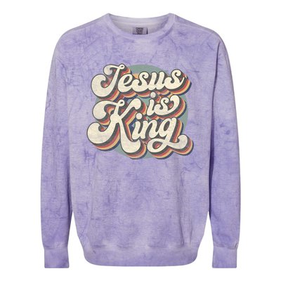 Retro Jesus Is King Christian Bible Religious Colorblast Crewneck Sweatshirt