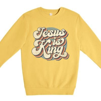 Retro Jesus Is King Christian Bible Religious Premium Crewneck Sweatshirt