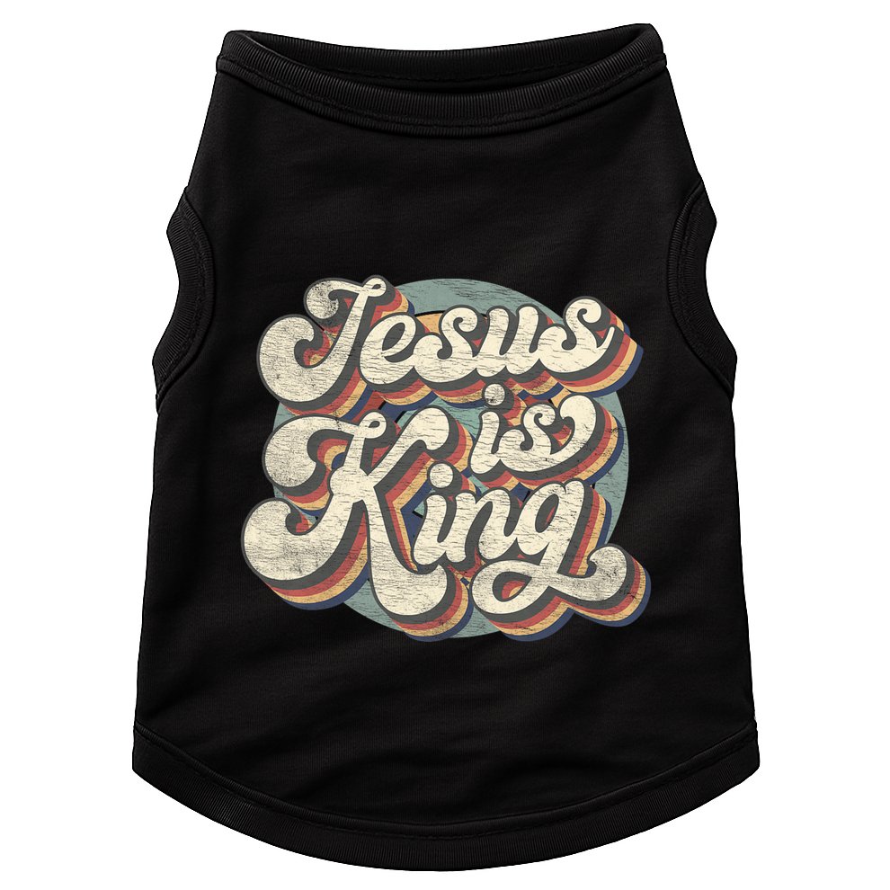 Retro Jesus Is King Christian Bible Religious Doggie Tank