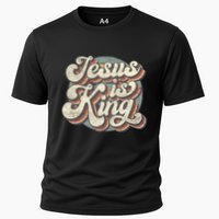 Retro Jesus Is King Christian Bible Religious Cooling Performance Crew T-Shirt