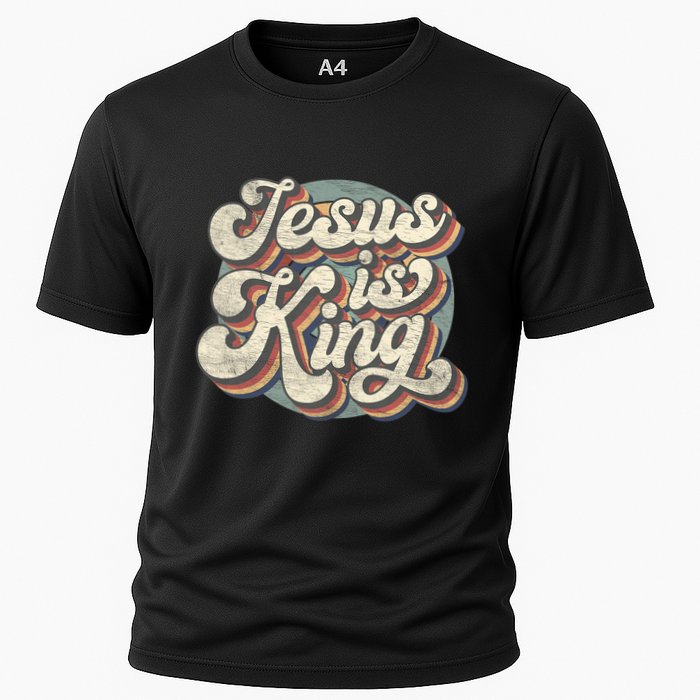 Retro Jesus Is King Christian Bible Religious Cooling Performance Crew T-Shirt