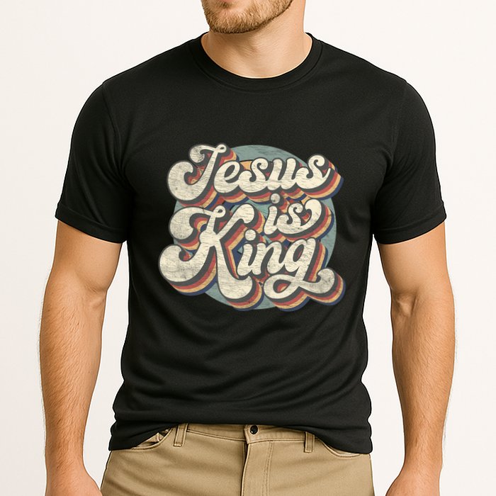 Retro Jesus Is King Christian Bible Religious Cooling Performance Crew T-Shirt