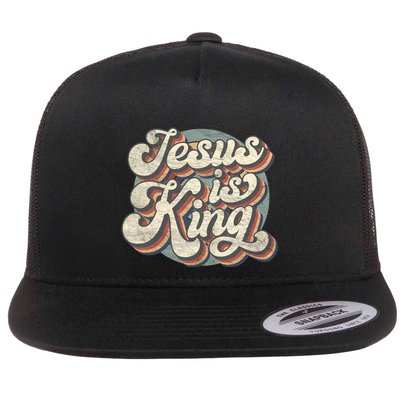 Retro Jesus Is King Christian Bible Religious Flatbill Hat