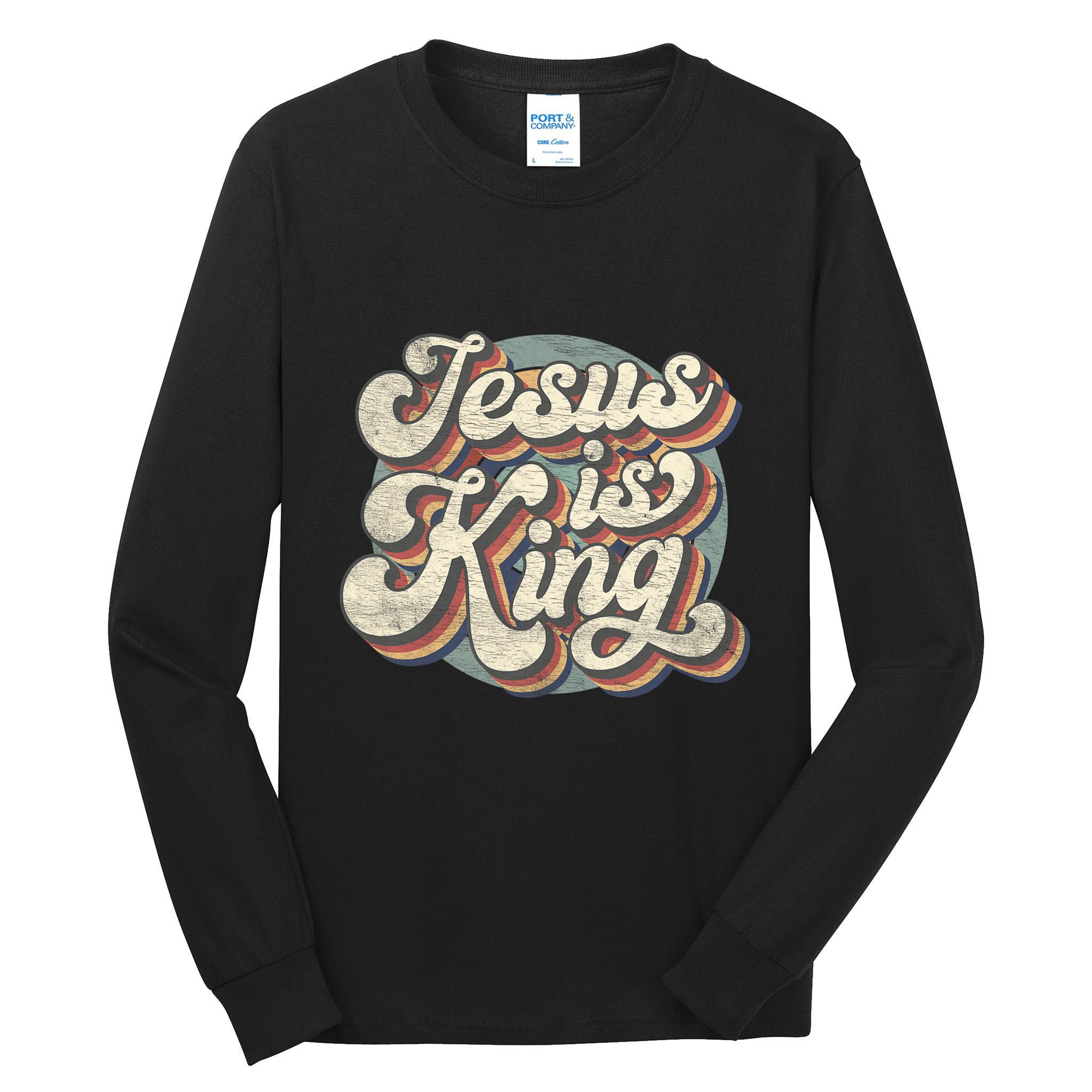 Retro Jesus Is King Christian Bible Religious Tall Long Sleeve T-Shirt