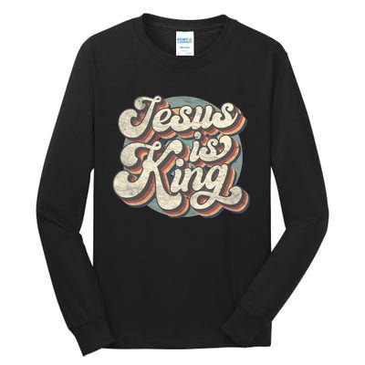 Retro Jesus Is King Christian Bible Religious Tall Long Sleeve T-Shirt