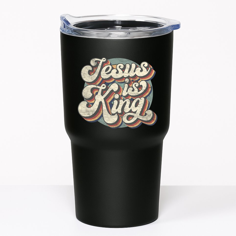 Retro Jesus Is King Christian Bible Religious Tumbler