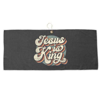 Retro Jesus Is King Christian Bible Religious Large Microfiber Waffle Golf Towel