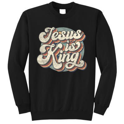 Retro Jesus Is King Christian Bible Religious Tall Sweatshirt