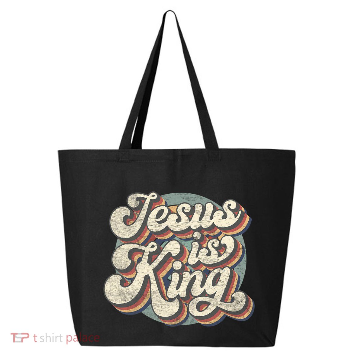 Retro Jesus Is King Christian Bible Religious 25L Jumbo Tote