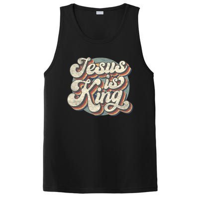 Retro Jesus Is King Christian Bible Religious PosiCharge Competitor Tank