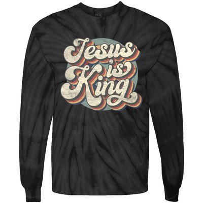 Retro Jesus Is King Christian Bible Religious Tie-Dye Long Sleeve Shirt