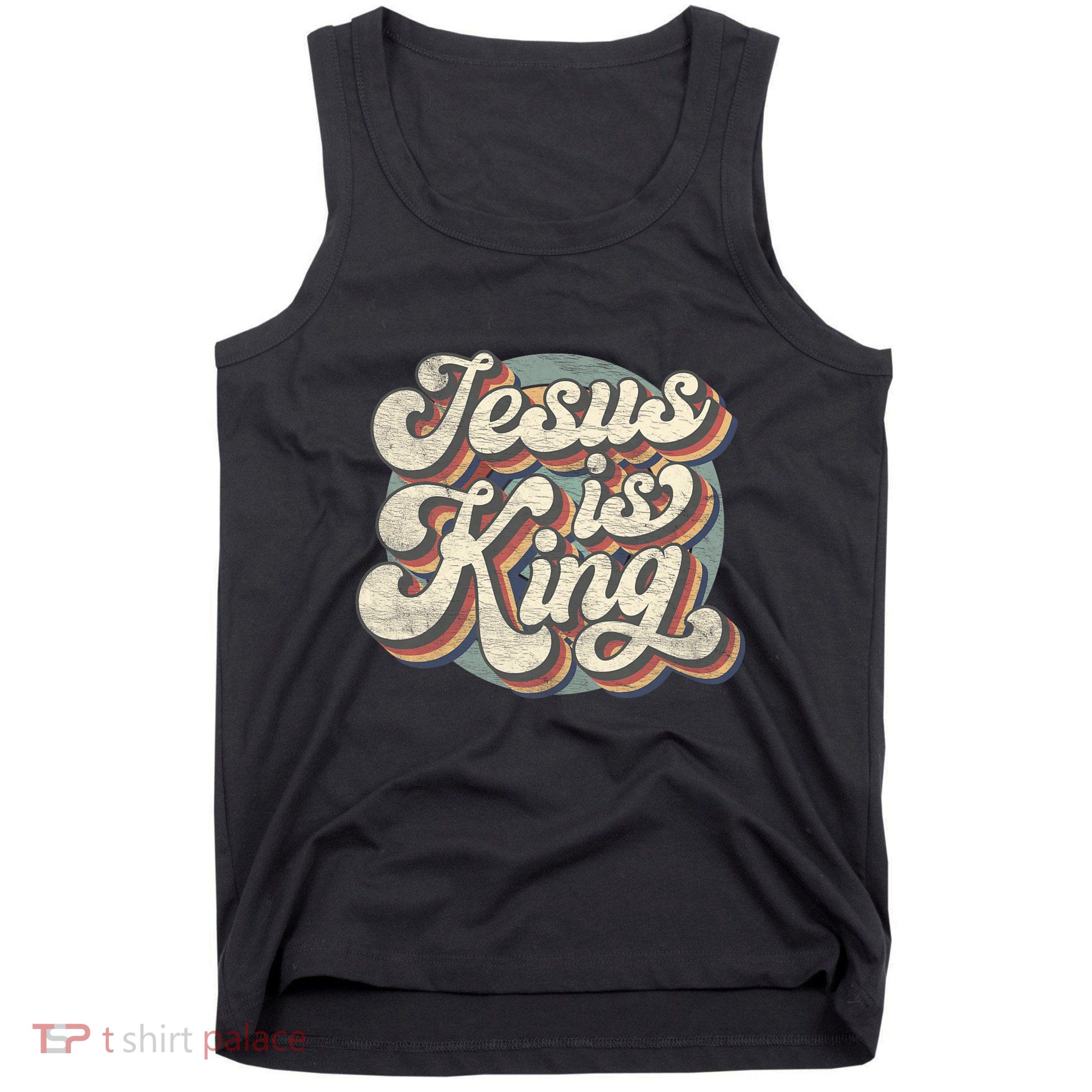 Retro Jesus Is King Christian Bible Religious Tank Top