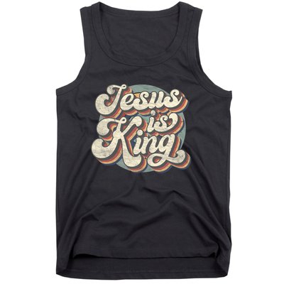 Retro Jesus Is King Christian Bible Religious Tank Top