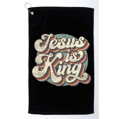 Retro Jesus Is King Christian Bible Religious Platinum Collection Golf Towel