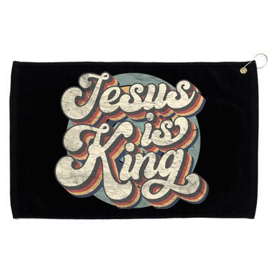 Retro Jesus Is King Christian Bible Religious Grommeted Golf Towel